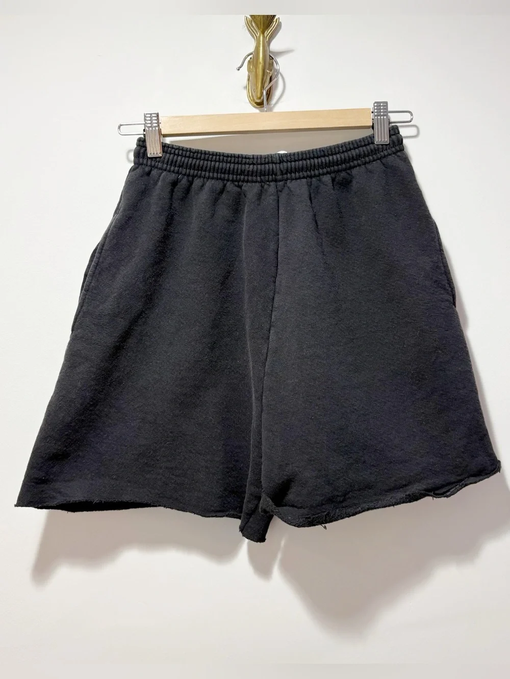 Nike Vintage 90s Cut Off Sweat Shorts Black High Waisted Boys Medium Women Small